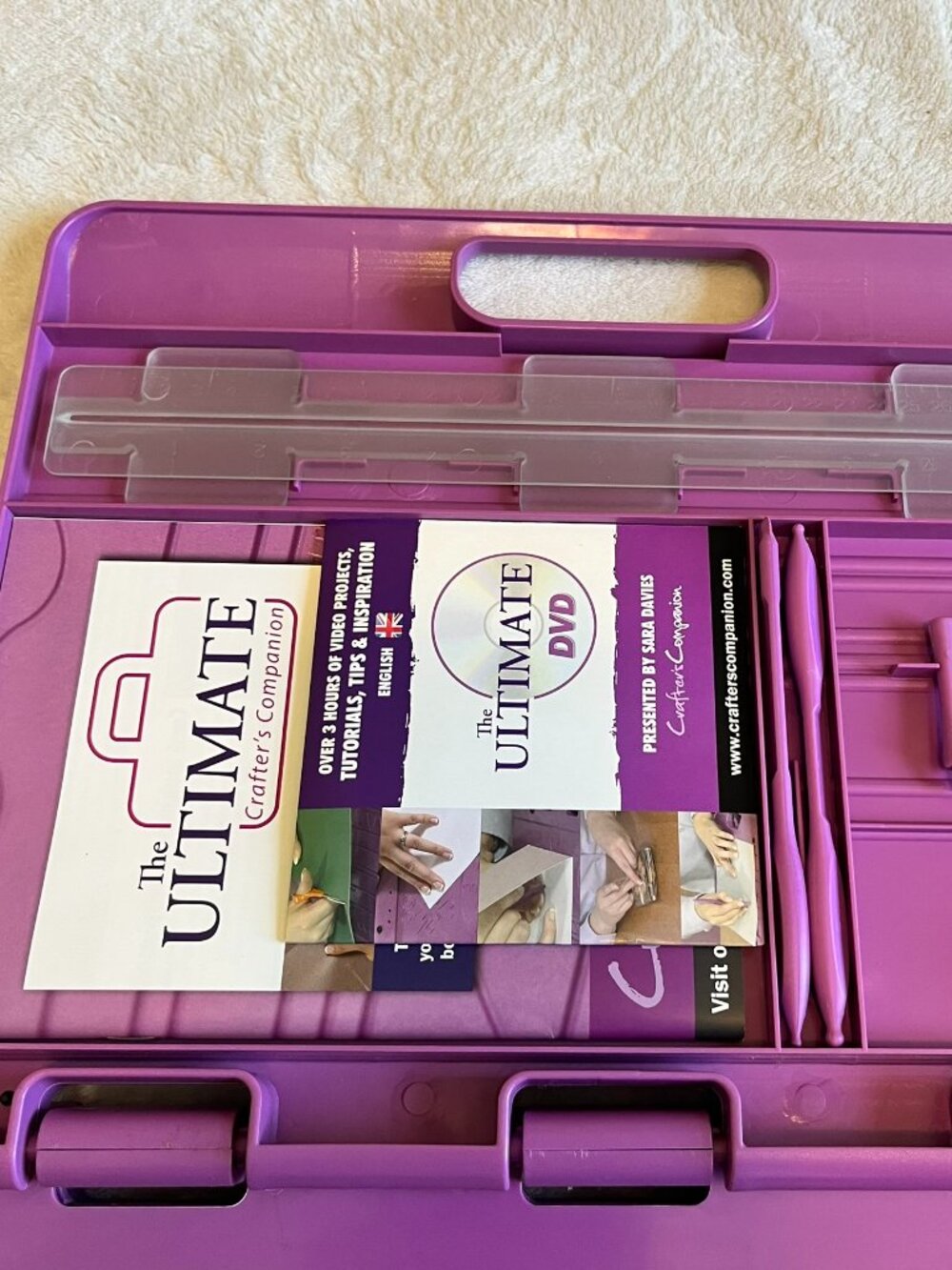 Ultimate Crafter's Companion Emboss Score Board Envelope Purple Complete w DVD